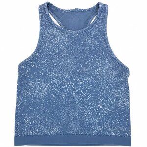 Lululemon Ebb to Street Racerback Crop Tank Blue Splatter Size 8